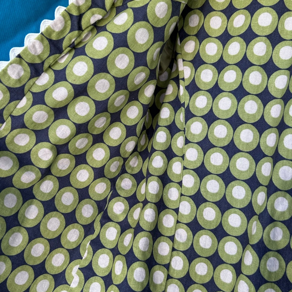 Boden Trench with Fun Pattern Lining - Button Front. Turquoise. US size 8 - Picture 4 of 10